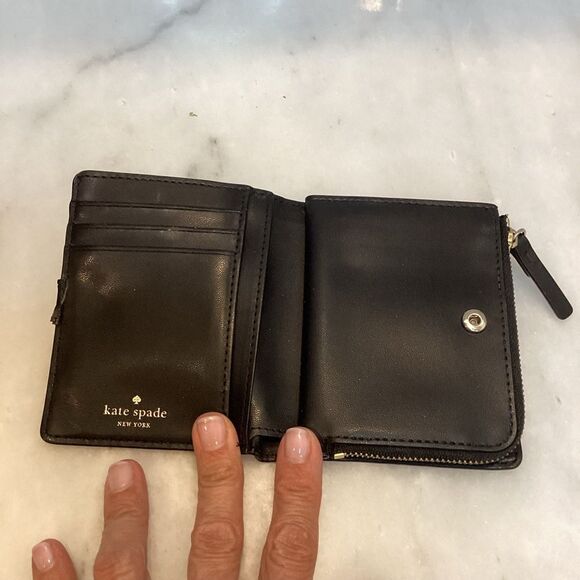 Kate Spade Black Pebble Leather Bifold Wallet - Picture 7 of 13